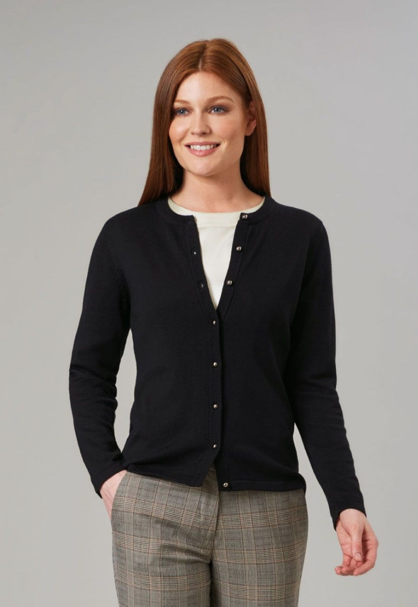 Woman In Black Crew Neck Cardigan