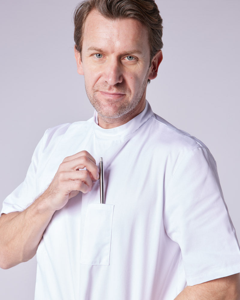 MEN'S STUD-FASTEN HEALTHCARE TUNIC UNIFORM WITH MANDARIN COLLAR