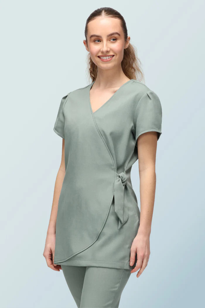 Gisele Faux Wrap Beauty Tunic With Side-Tie