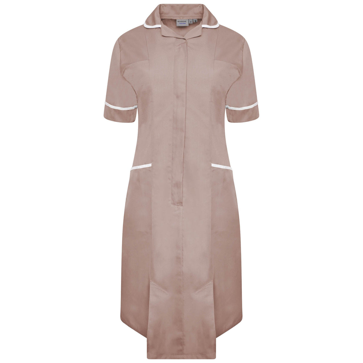 Ladies Dress with Round Collar - Biscuit