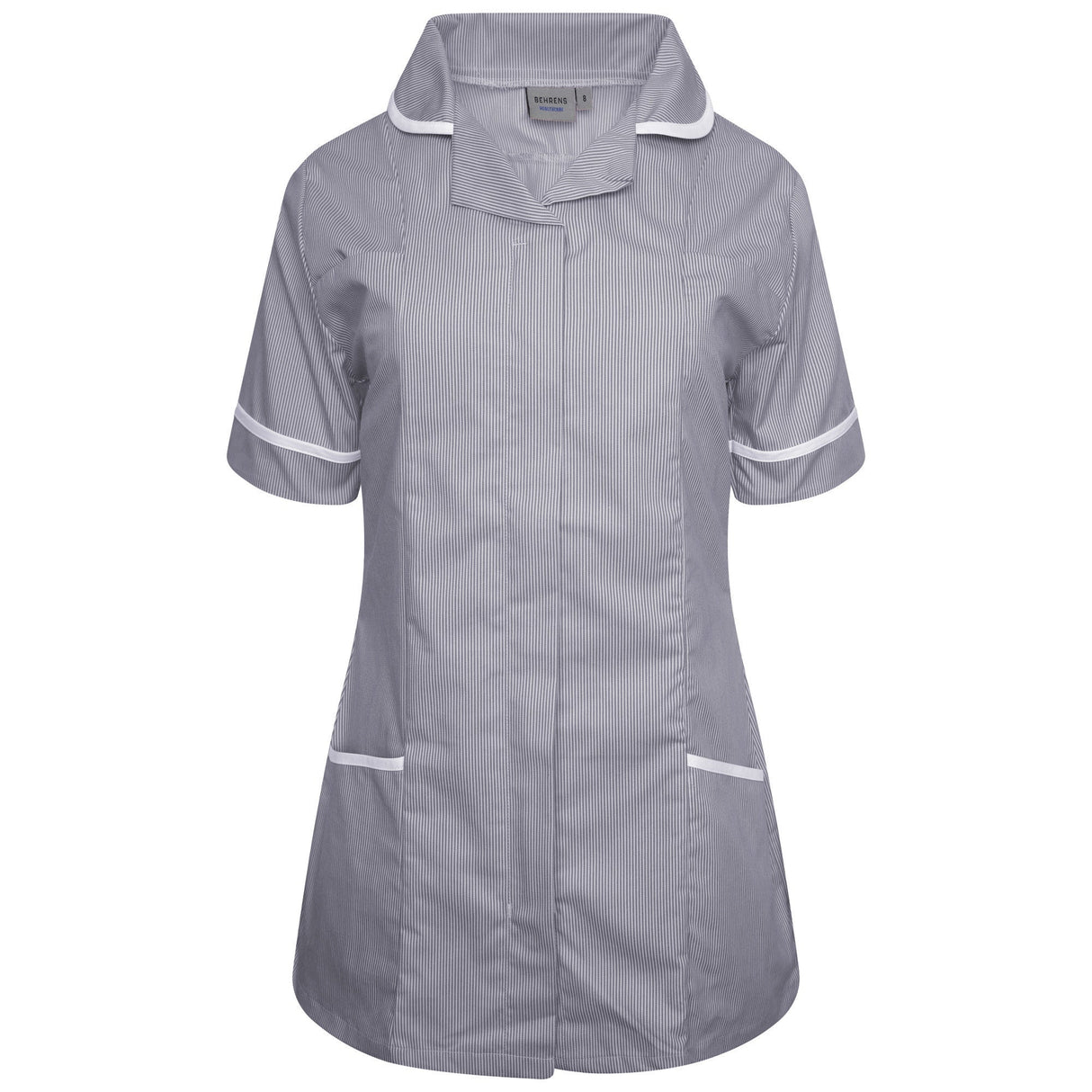Ladies Tunic with Round Collar - Navy/White Stripe