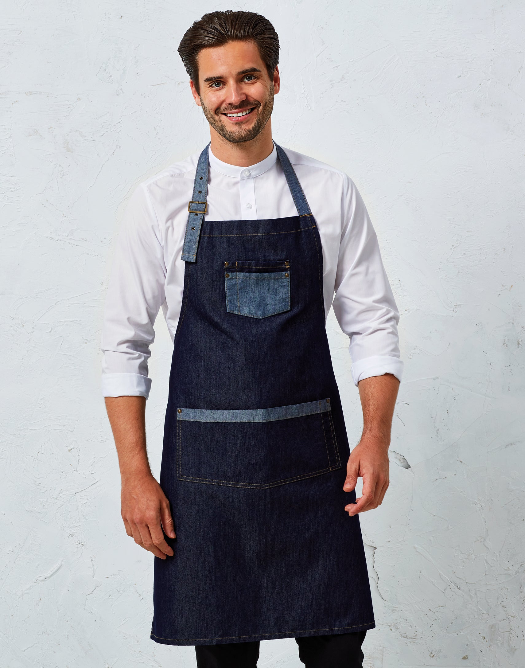 DENIM CONTRAST BIB APRON