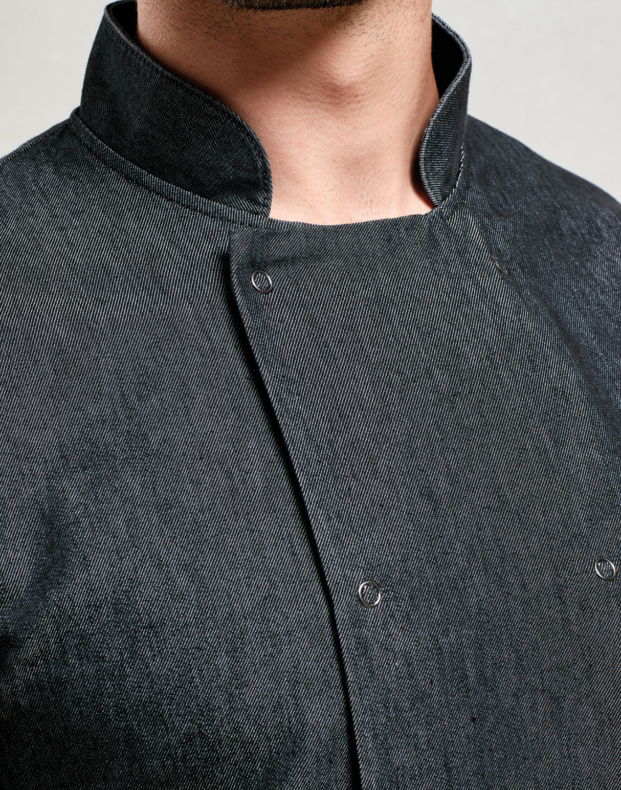 Denim Stud-Fasten Chef’s Jacket