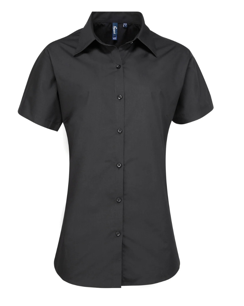 FRONT OF HOUSE SHORT SLEEVE EASY CARE BLOUSE