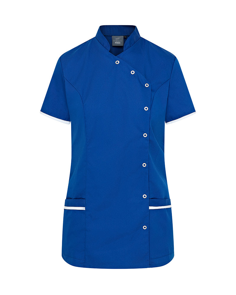 WOMEN’S ASYMETIRC STUD-FASTEN HEALTHCARE TUNIC - Royal