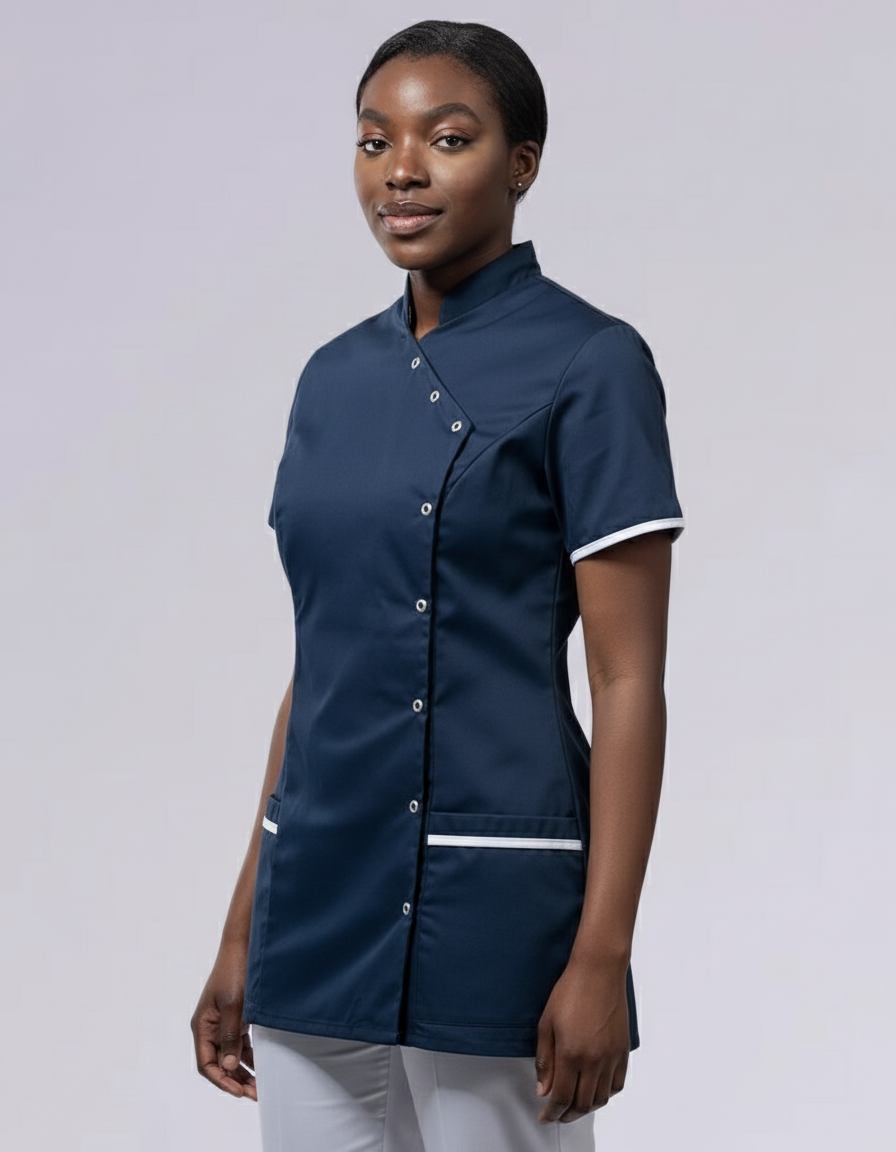 WOMEN’S ASYMETIRC STUD-FASTEN HEALTHCARE TUNIC