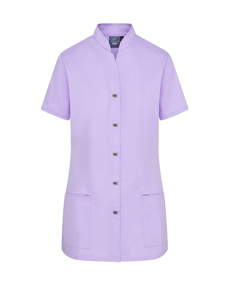 WOMEN'S HEALTHCARE TUNIC UNIFORM WITH CONCEALED ZIP & MOCK BUTTON - Lilac
