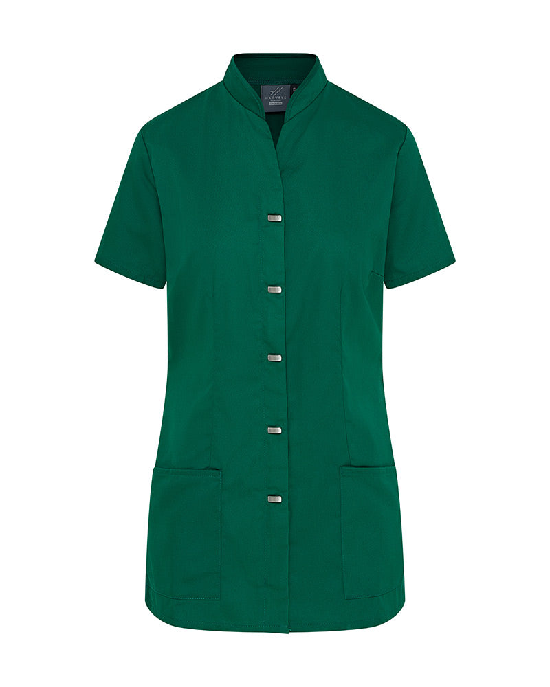 WOMEN'S HEALTHCARE TUNIC UNIFORM WITH CONCEALED ZIP & MOCK BUTTON - Pine