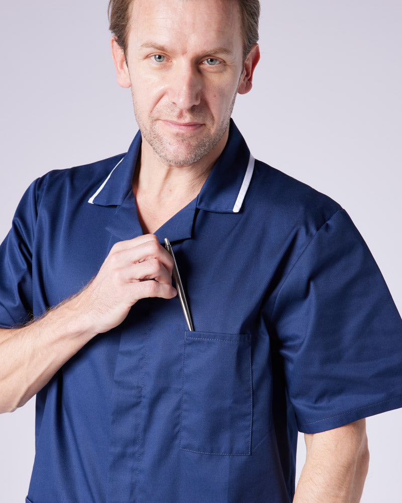 MEN'S NURSE TUNIC UNIFORM WITH CONCEALED STUD FASTEN