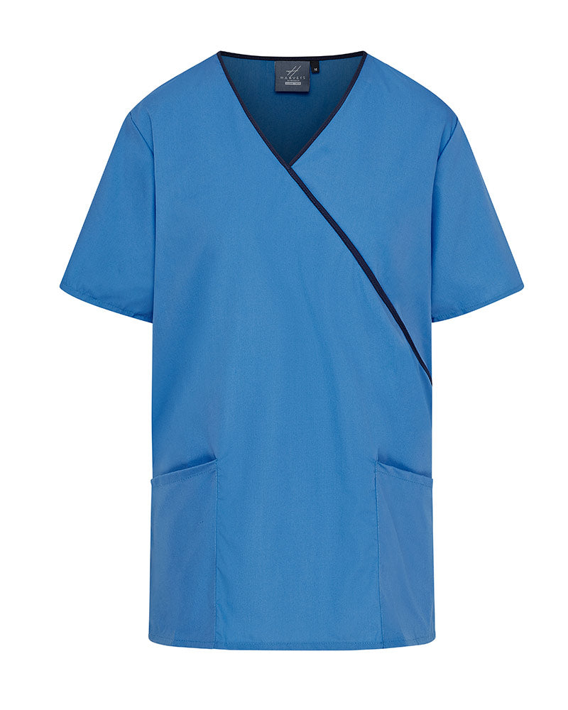 WOMEN'S MOCK WRAP SCRUB TOP WITH ADJUSTABLE TIE-BACK