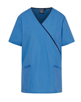 WOMEN'S MOCK WRAP SCRUB TOP WITH ADJUSTABLE TIE-BACK