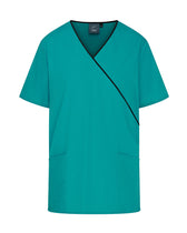 WOMEN'S MOCK WRAP SCRUB TOP WITH ADJUSTABLE TIE-BACK