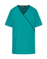 WOMEN'S MOCK WRAP SCRUB TOP WITH ADJUSTABLE TIE-BACK