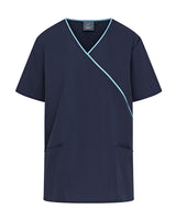 WOMEN'S MOCK WRAP SCRUB TOP WITH ADJUSTABLE TIE-BACK