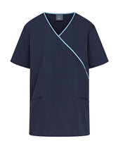 WOMEN'S MOCK WRAP SCRUB TOP WITH ADJUSTABLE TIE-BACK