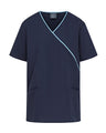 WOMEN'S MOCK WRAP SCRUB TOP WITH ADJUSTABLE TIE-BACK