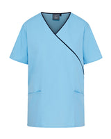 WOMEN'S MOCK WRAP SCRUB TOP WITH ADJUSTABLE TIE-BACK