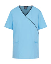 WOMEN'S MOCK WRAP SCRUB TOP WITH ADJUSTABLE TIE-BACK