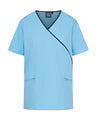WOMEN'S MOCK WRAP SCRUB TOP WITH ADJUSTABLE TIE-BACK