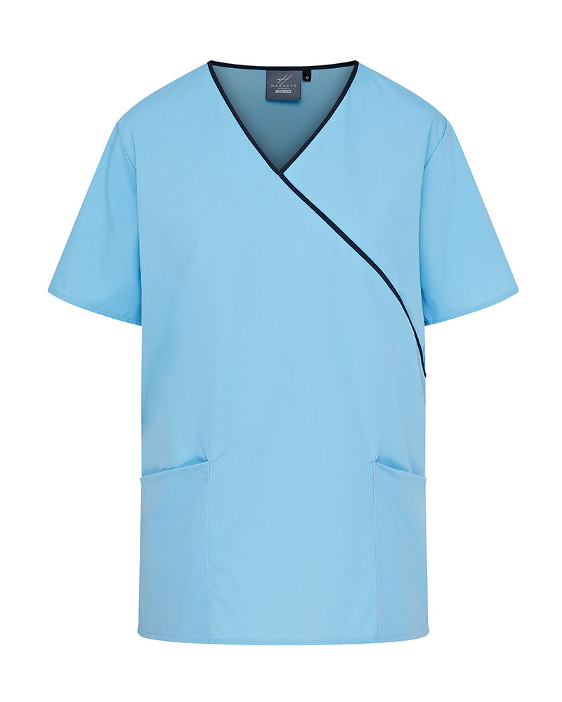 WOMEN'S MOCK WRAP SCRUB TOP WITH ADJUSTABLE TIE-BACK