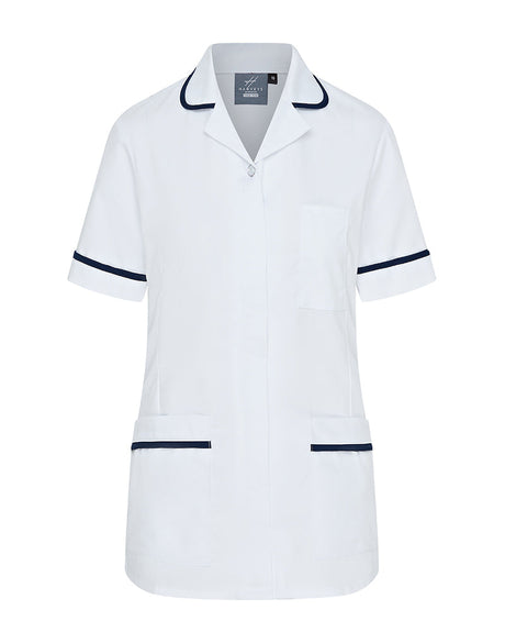 WOMEN'S ROUNDED COLLAR NURSE TUNIC UNIFORM WITH CONCEALED ZIP FASTEN