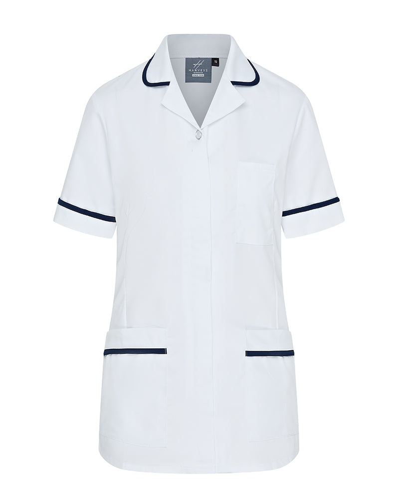 WOMEN'S ROUNDED COLLAR NURSE TUNIC UNIFORM WITH CONCEALED ZIP FASTEN