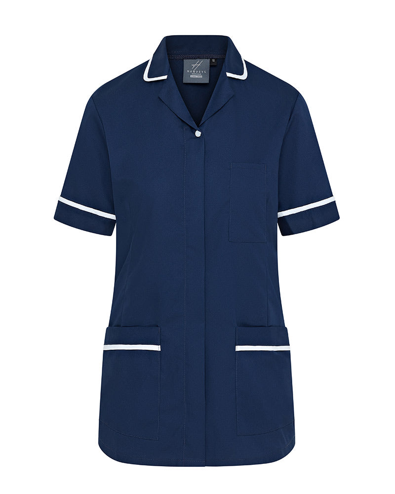 WOMEN'S ROUNDED COLLAR NURSE TUNIC UNIFORM WITH CONCEALED ZIP FASTEN