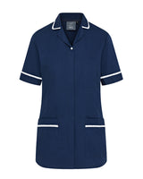 WOMEN'S ROUNDED COLLAR NURSE TUNIC UNIFORM WITH CONCEALED ZIP FASTEN