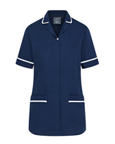 WOMEN'S ROUNDED COLLAR NURSE TUNIC UNIFORM WITH CONCEALED ZIP FASTEN