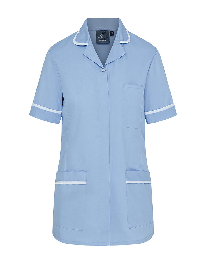 WOMEN'S ROUNDED COLLAR NURSE TUNIC UNIFORM WITH CONCEALED ZIP FASTEN