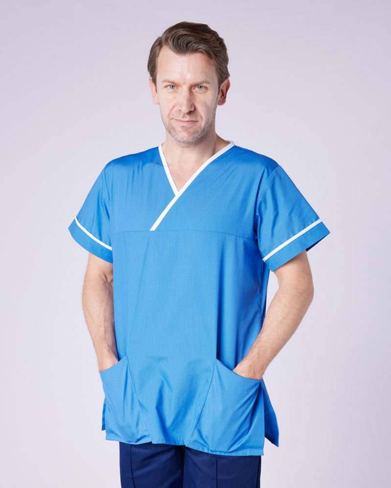 UNISEX LIGHTWEIGHT CONTRAST V-NECK HEALTHCARE TUNIC UNIFORM