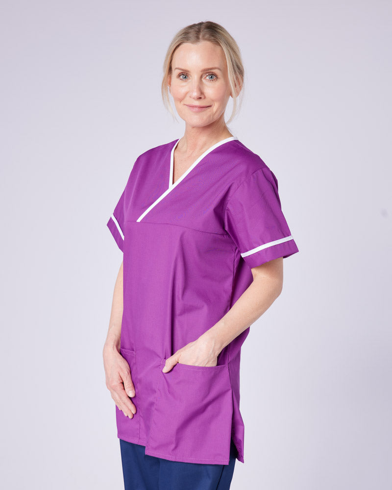UNISEX LIGHTWEIGHT CONTRAST V-NECK HEALTHCARE TUNIC UNIFORM