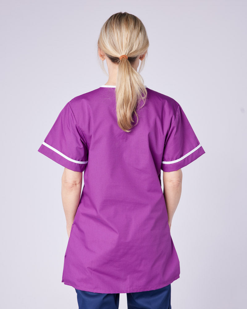 UNISEX LIGHTWEIGHT CONTRAST V-NECK HEALTHCARE TUNIC UNIFORM
