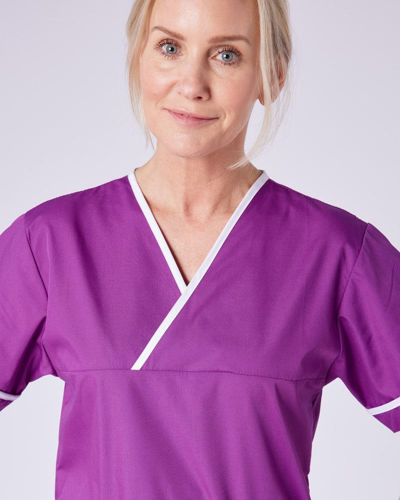 UNISEX LIGHTWEIGHT CONTRAST V-NECK HEALTHCARE TUNIC UNIFORM