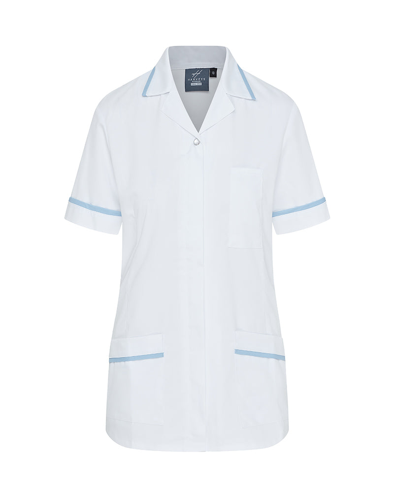 WOMEN'S NURSE TUNIC UNIFORM WITH CONCEALED ZIP FASTEN - White
