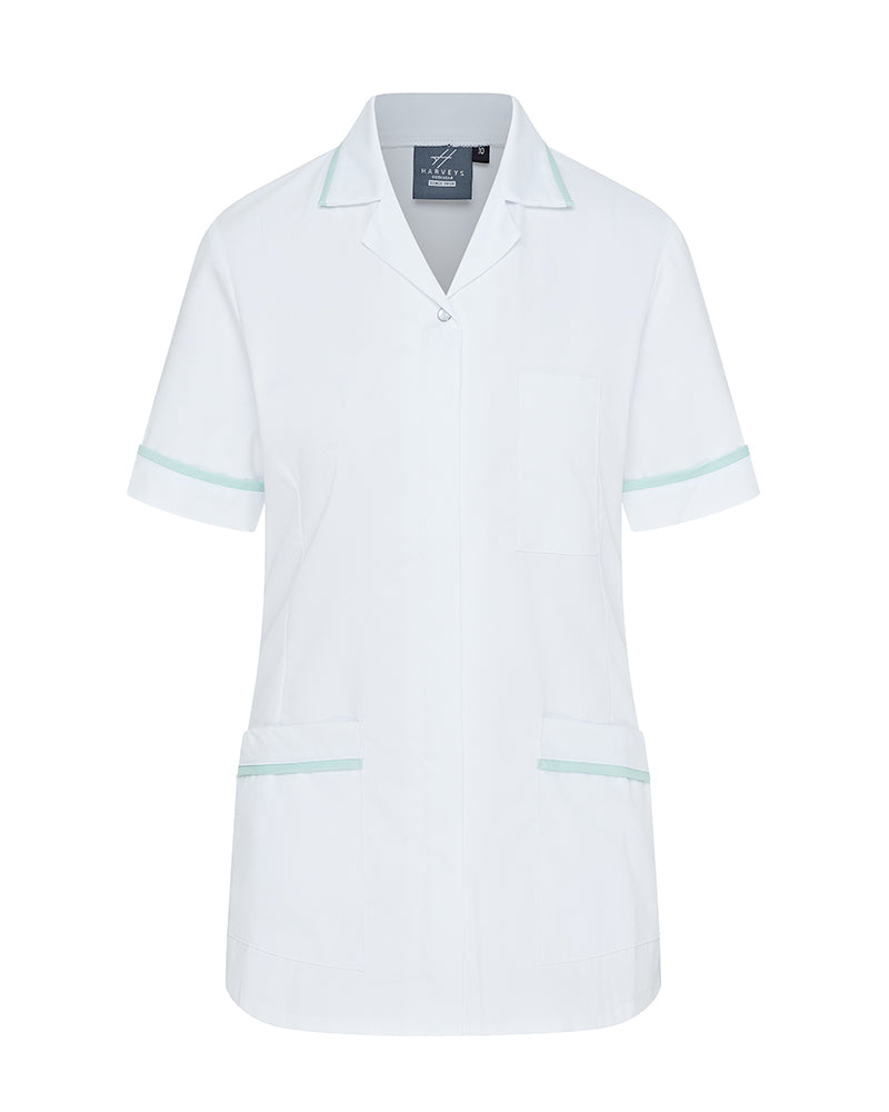 WOMEN'S NURSE TUNIC UNIFORM WITH CONCEALED ZIP FASTEN - White