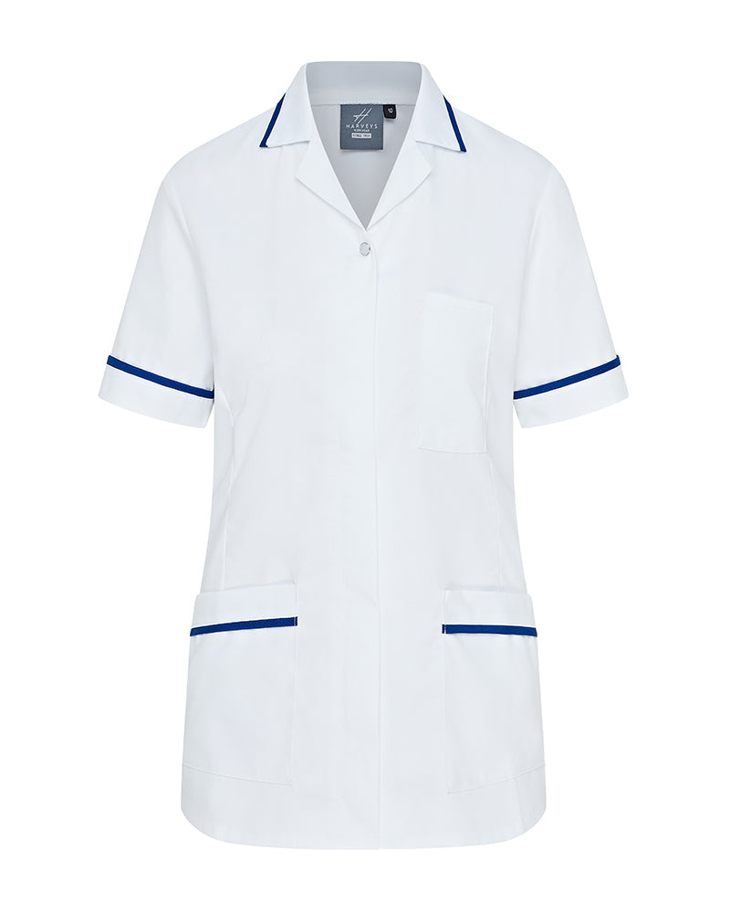 WOMEN'S NURSE TUNIC UNIFORM WITH CONCEALED ZIP FASTEN - White