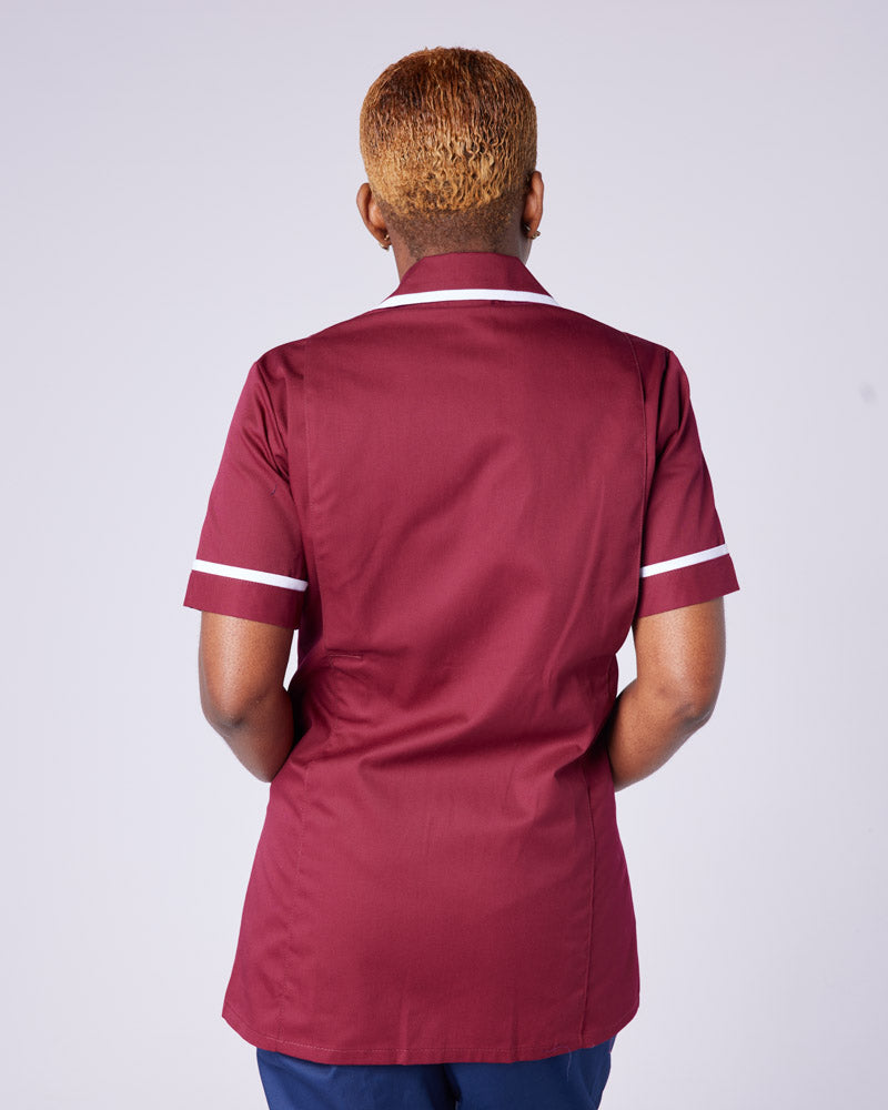 WOMEN'S NURSE TUNIC UNIFORM WITH CONCEALED ZIP FASTEN