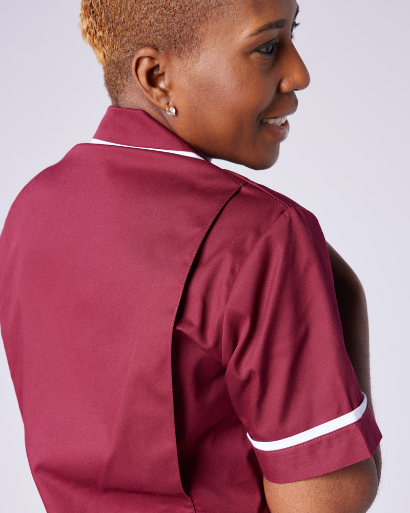WOMEN'S NURSE TUNIC UNIFORM WITH CONCEALED ZIP FASTEN