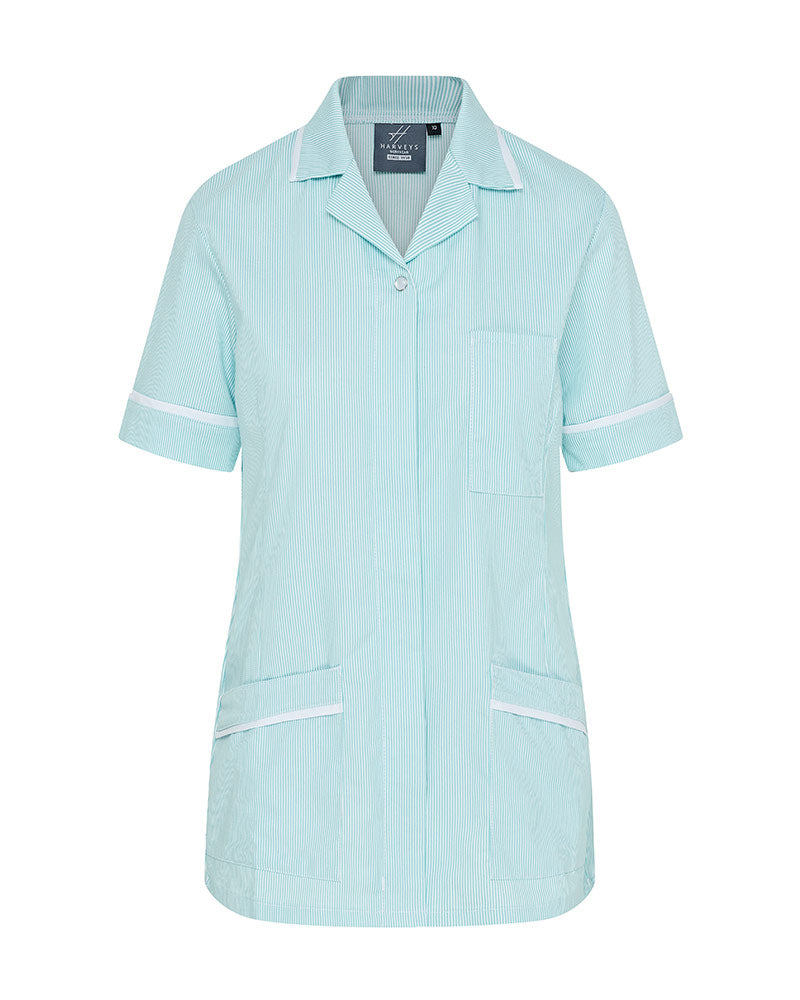 WOMEN'S HEALTHCARE TUNIC UNIFORM WITH WOVEN STRIPE AND ZIP FRONT