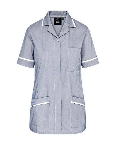 WOMEN'S HEALTHCARE TUNIC UNIFORM WITH WOVEN STRIPE AND ZIP FRONT
