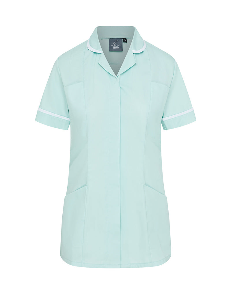 WOMEN’S ZIP FRONT NURSE TUNIC UNIFORM WITH ROUNDED COLLAR - Eau de nil
