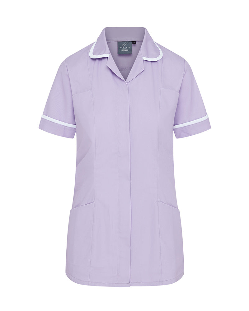 WOMEN’S ZIP FRONT NURSE TUNIC UNIFORM WITH ROUNDED COLLAR - Lilac