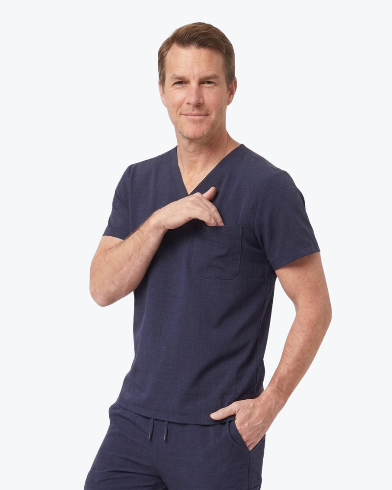Alumea Men's V-neck Stretch Scrub Top