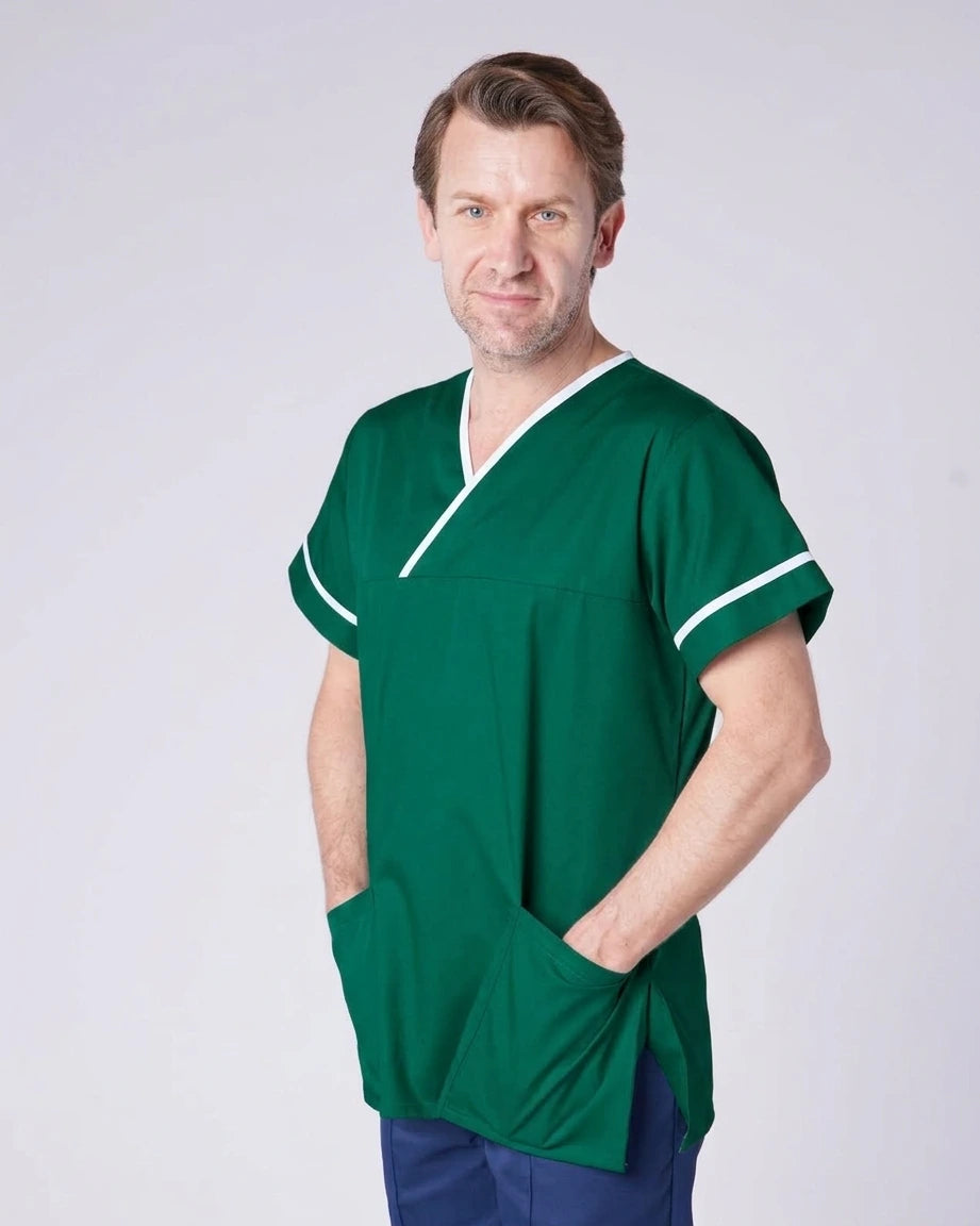 Unisex Healthcare V-Neck Tunic with Trim