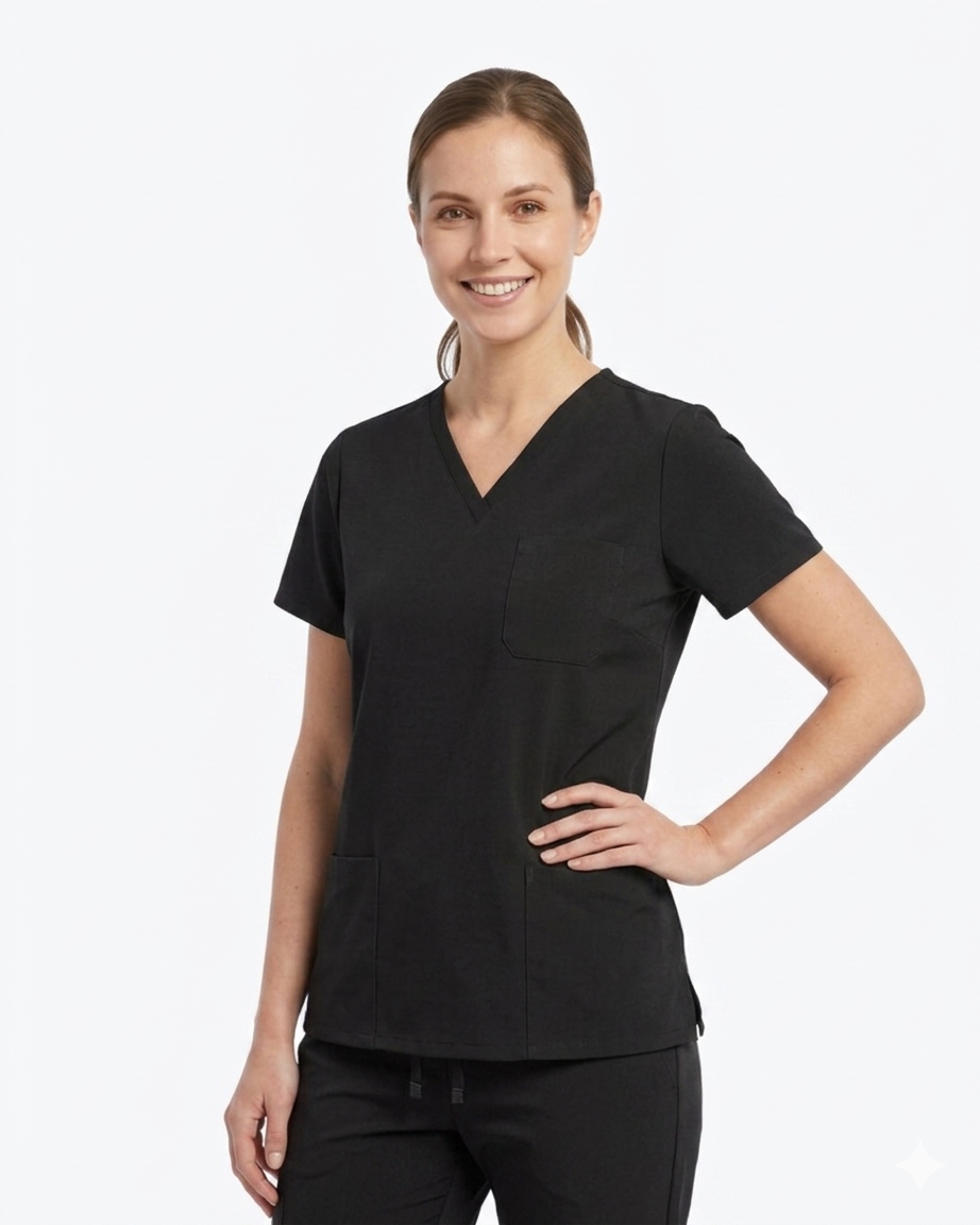 Alumea Ladies V-neck Stretch Scrub Top