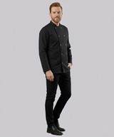 CHEF JACKET LONG SLEEVE BUTTON FASTEN (BLACK)