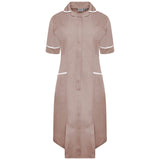 Ladies Dress with Round Collar - Biscuit