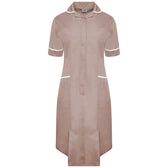 Ladies Dress with Round Collar - Biscuit