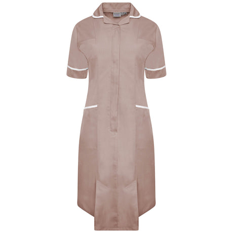 Ladies Dress with Round Collar - Biscuit
